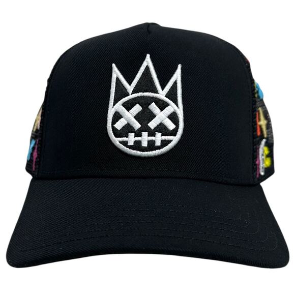Cult of Individuality Trucker Hat Embroidered Logo Pattern Black Snapback Cap - Picture 3 of 8